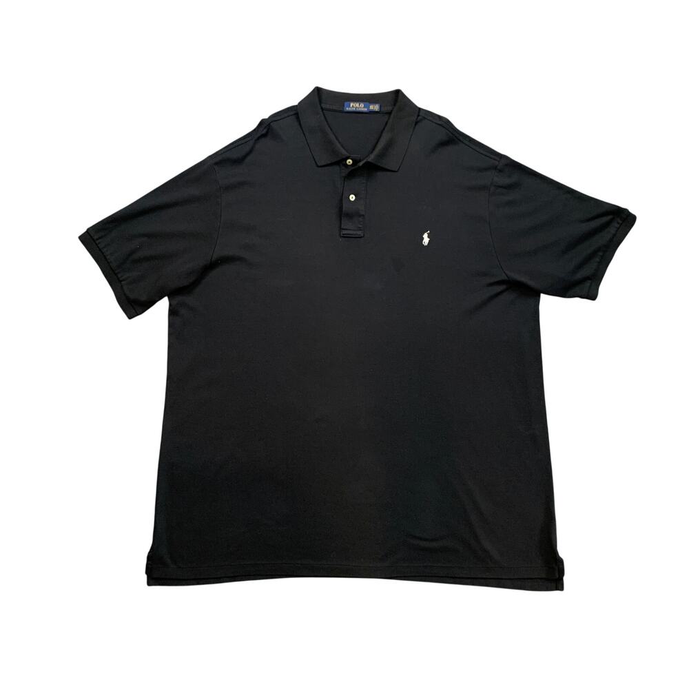 Polo Ralph Lauren Shirt Mens 4XLT Tall Black Cotton Short Sleeve Golf *READ